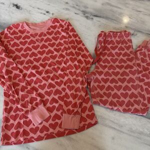Primary 100% Cotton Pajama Set Women’s Sz Small Pink & Red Heart Print Joggers